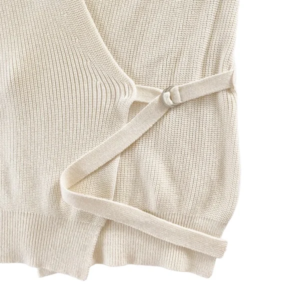 Proenza Schouler Ivory Cotton Cashmere Rib Wrap SweaterMEDIUM